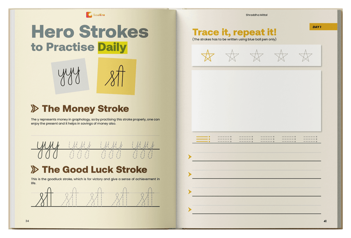 Handwriting exercise in the Wealth Wisdom workbook